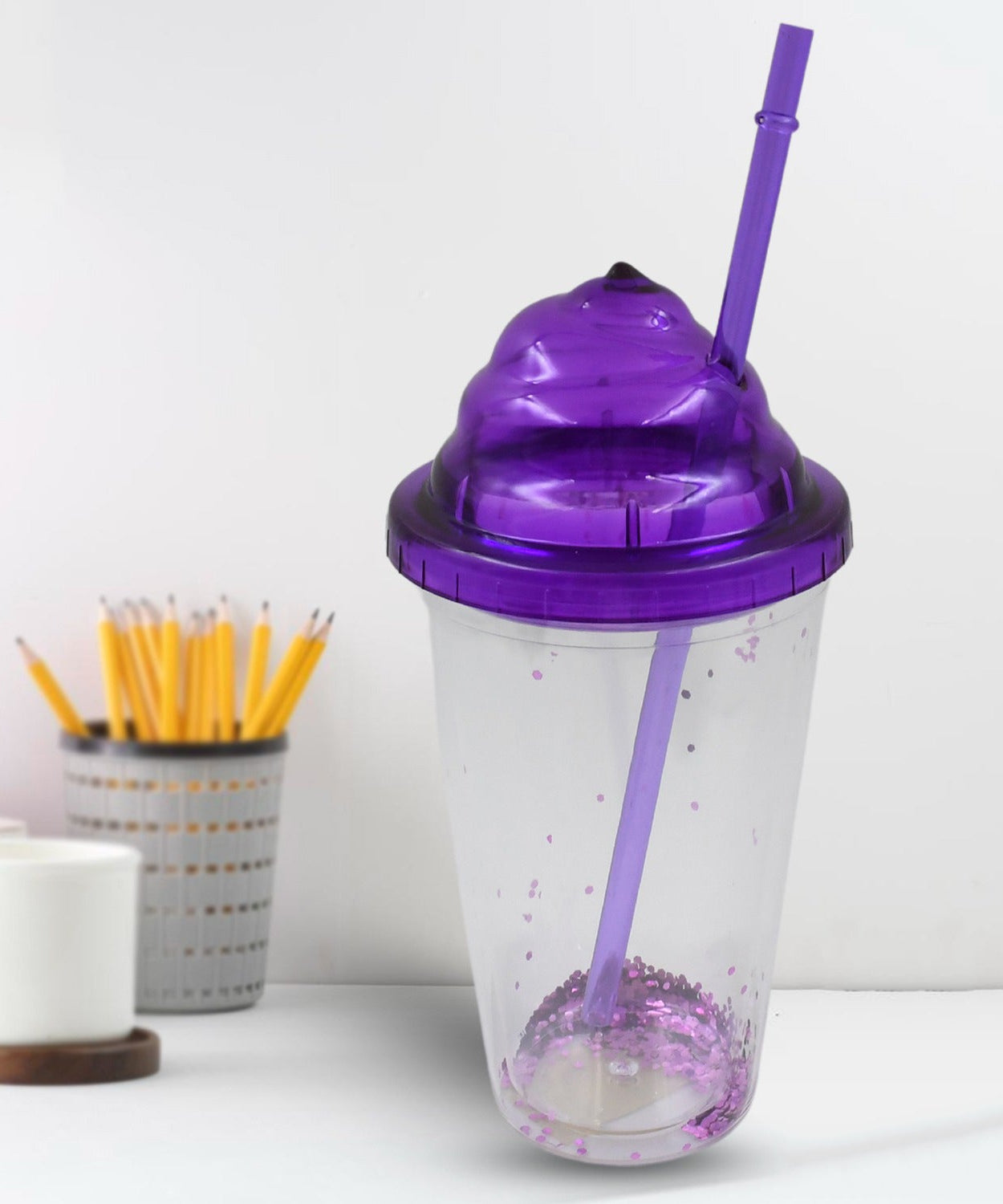 High Quality Plastic Creative Cold Drink Cup / Tumble, Reusable Tea Coffee Tumbler with Lid and Straw, Double Wall Plastic Drinking Sport Bottle, Travel Tumbler (1 Pc / Mix Color)