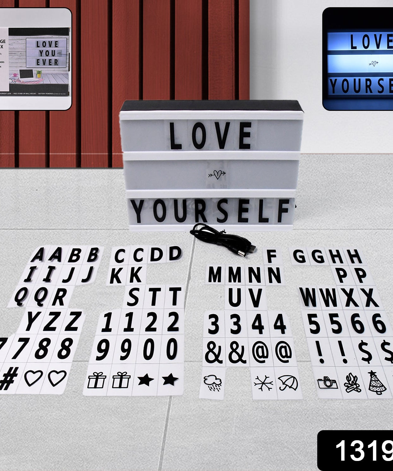 Black Mini A6 Magnetic Cinematic Light Box with 82 Characters and 10 Emojis  (1 Set)