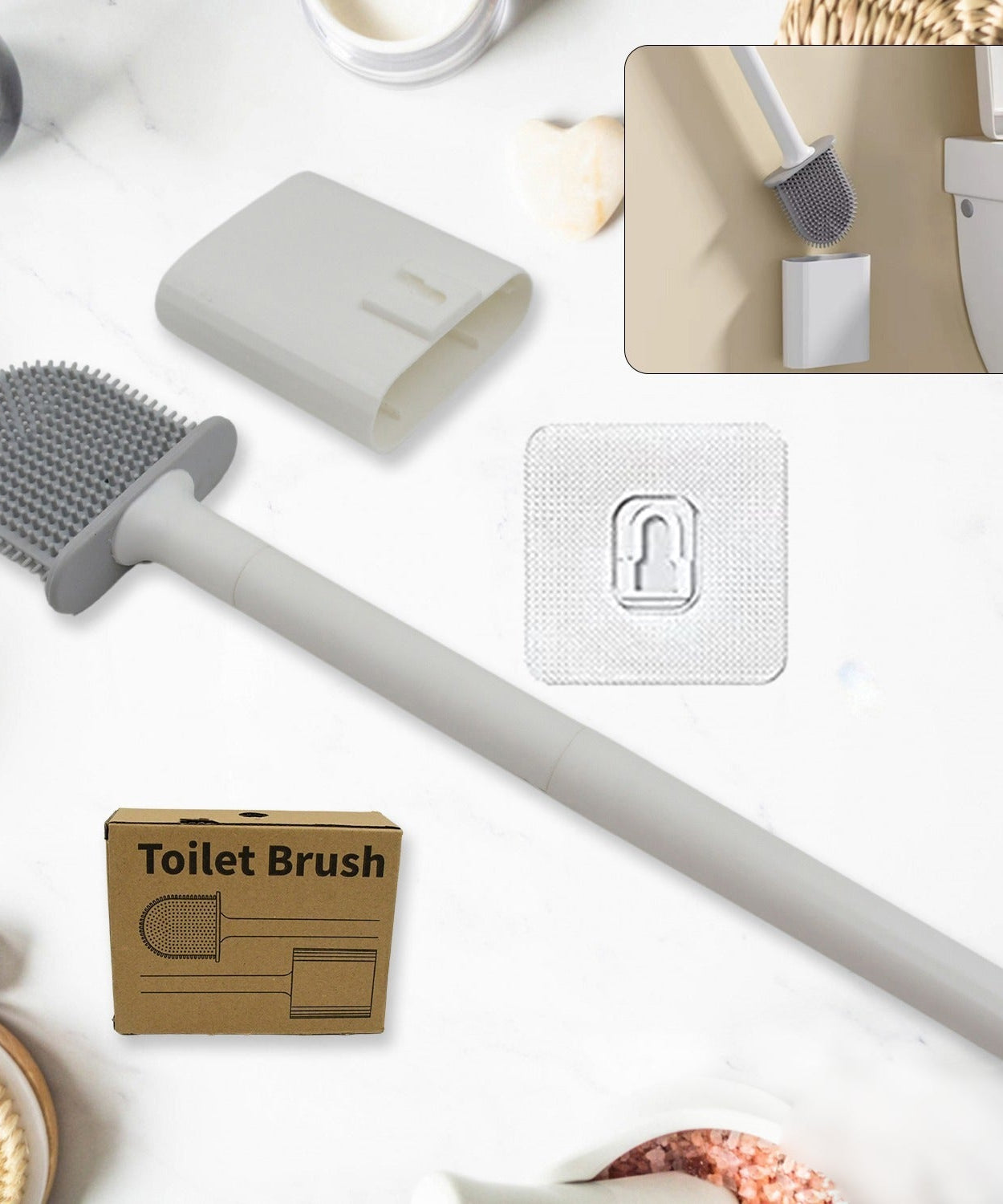 Portable Silicone Toilet Brush – Wall-Mounted, Anti-Drip Cleaner with Non-Slip Handle