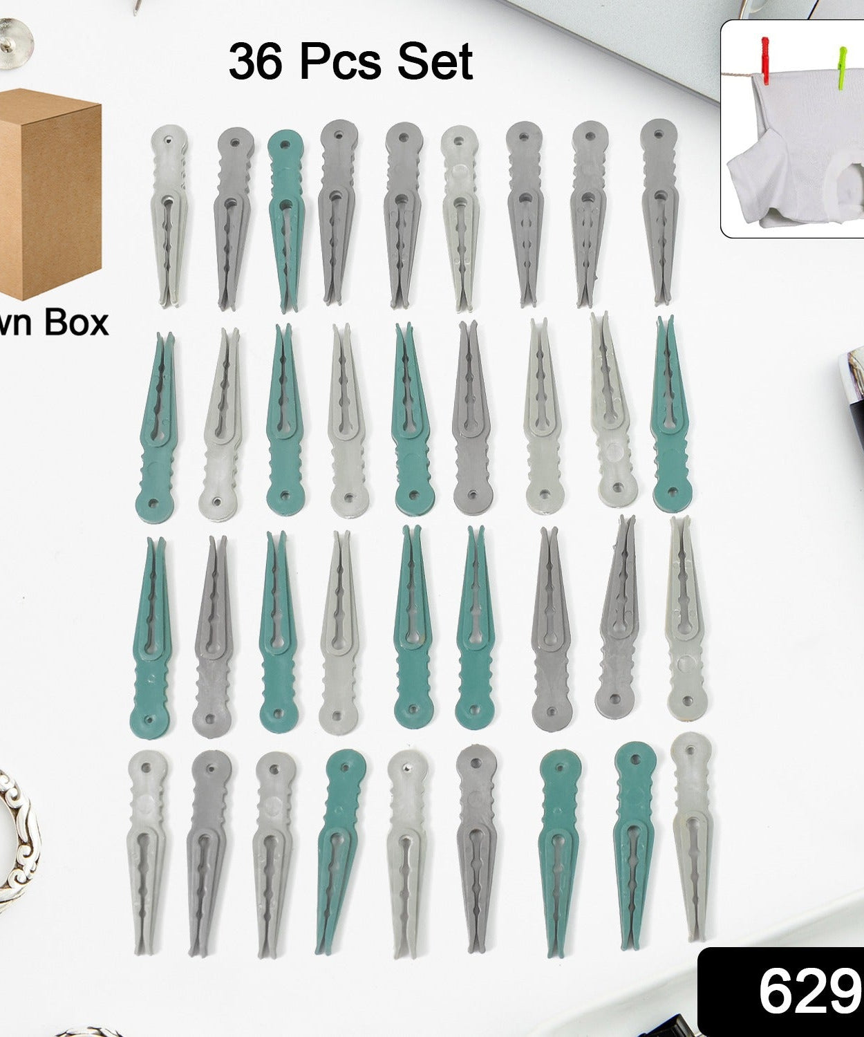 36Pcs MULTIPURPOSE PLASTIC CLOTH HANGING PEGS / CLIPS - 36 PCS