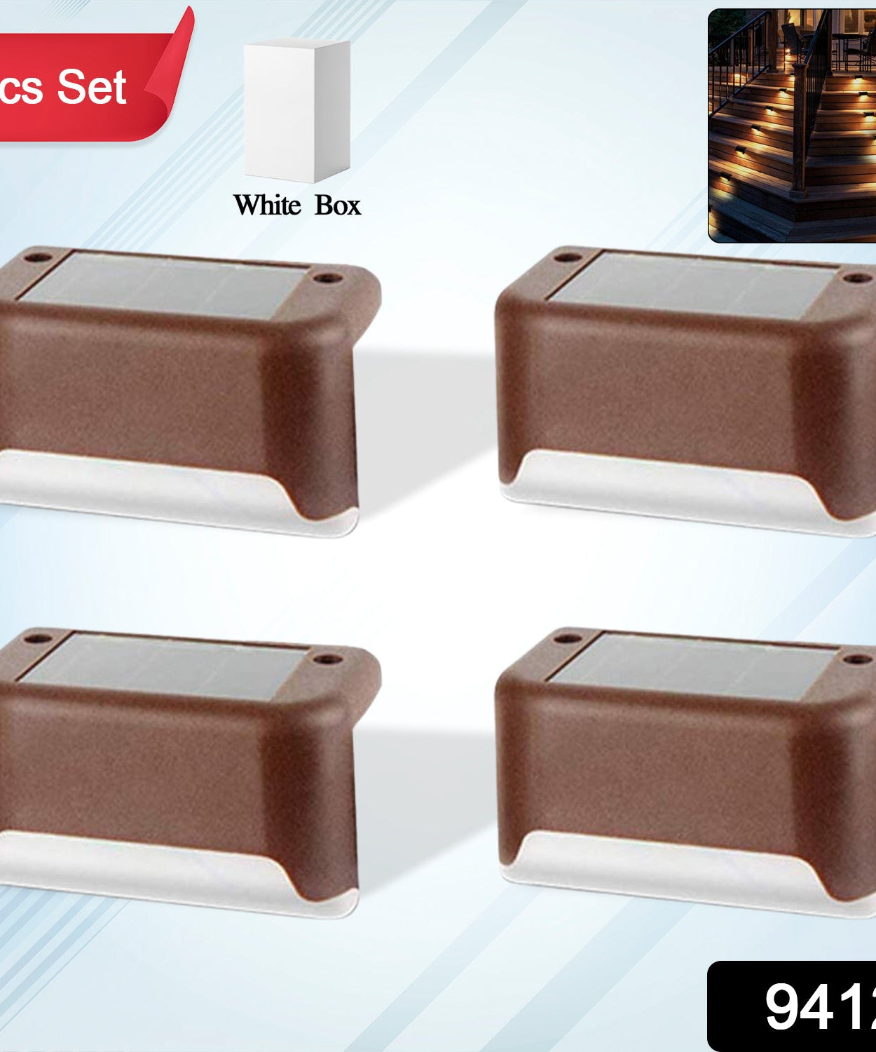 4-Piece Solar Waterproof Garden, Stair & Railing Lights