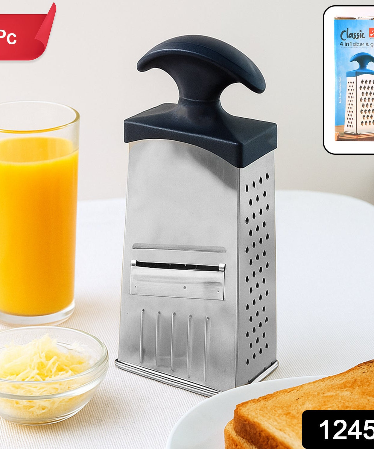 2-in-1 Stainless Steel Grater and Slicer with Handle