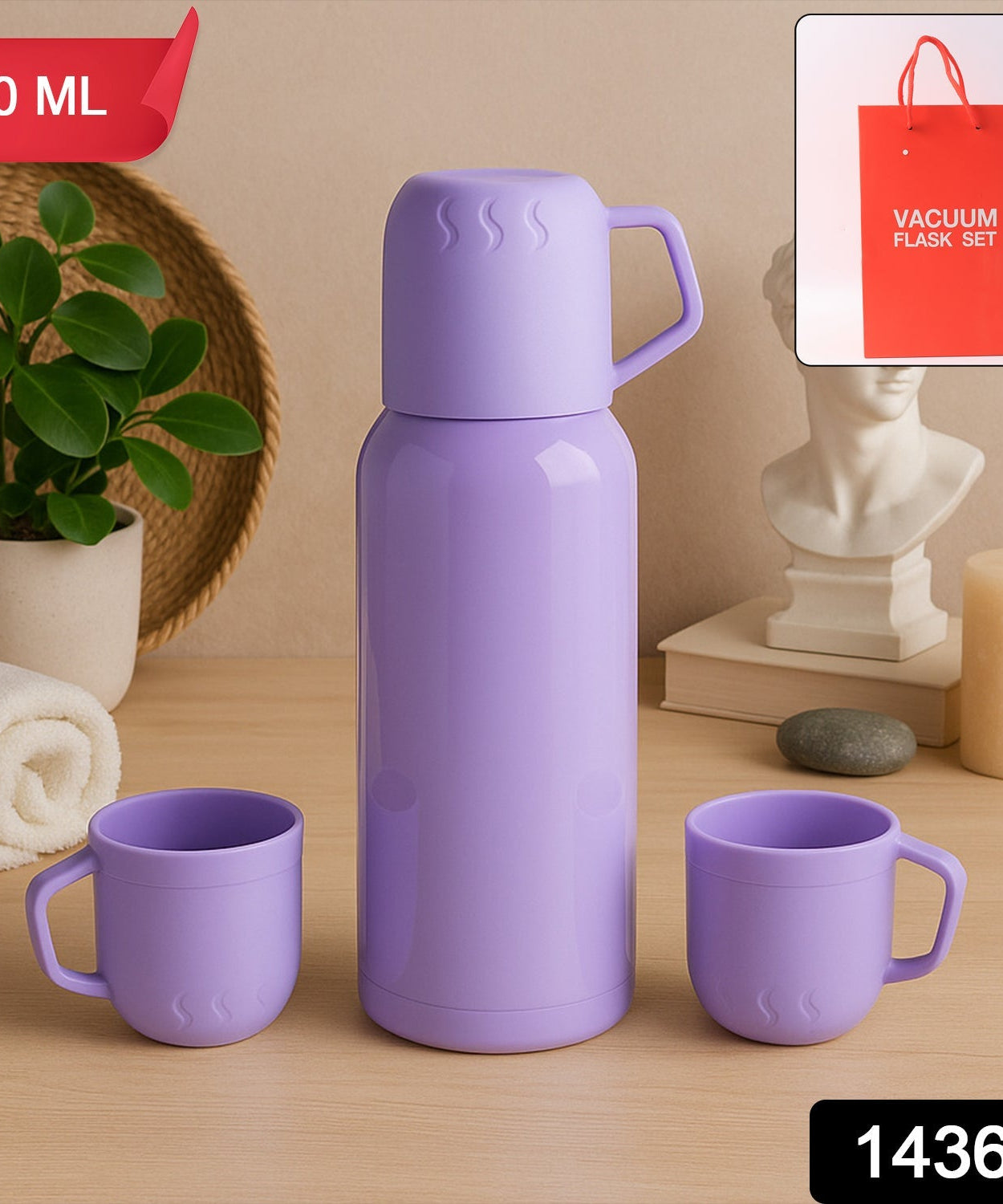 Elegant Purple Thermos Flask Set