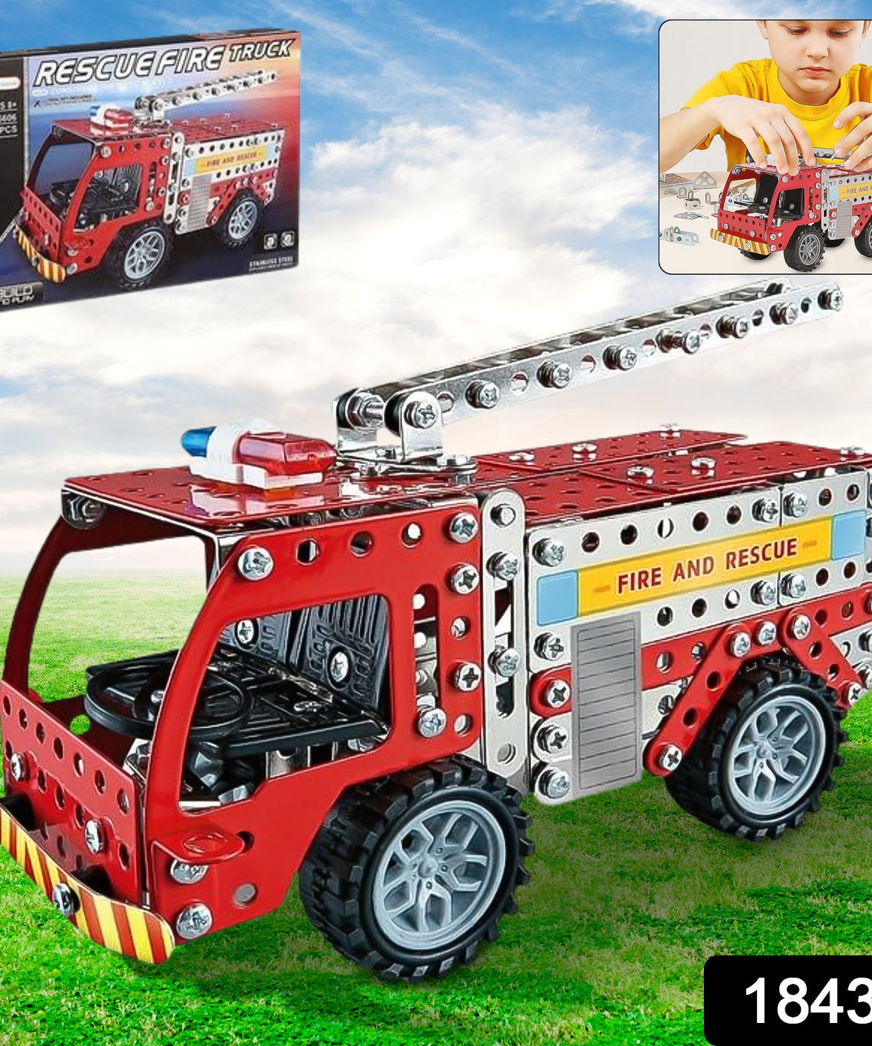DIY Metal Fire Truck Building Blocks Set