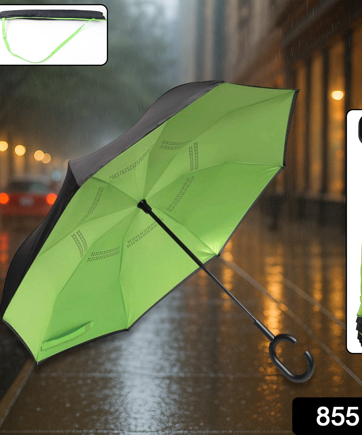 Foldable UV & Rain Umbrella with C-Shaped Handle – Kids (1 Pc / Mix Color)