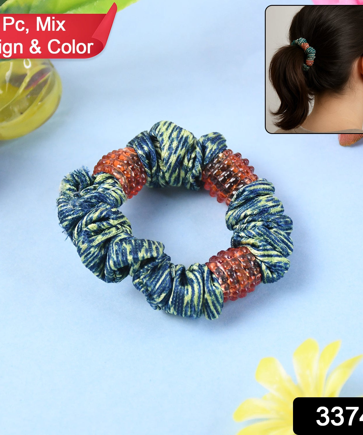 Small Hair Rubber Bands (Pack of 1 / Multicolour / Design), Hair accessories