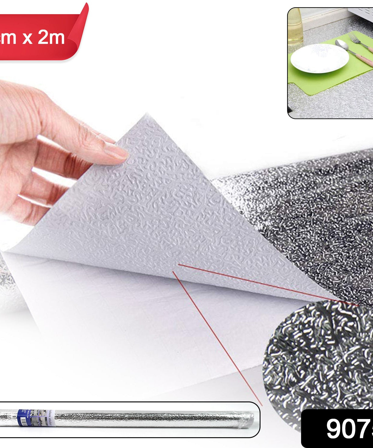 Aluminium foil for Kitchen and Aluminium Foil Paper Sticker Roll for Kitchen Wall, Drawers. (60cmx2Meter)