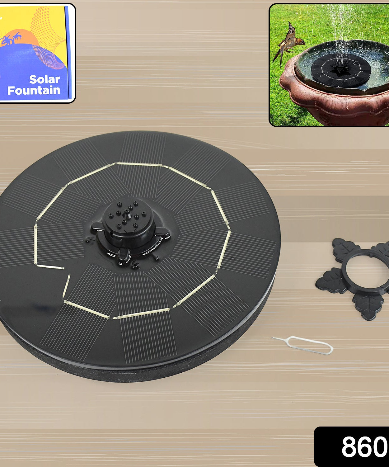 Fast Fountain by Pocket Hose - Solar-Powered - Instantly Adds a Water Feature Virtually Anywhere - 5 Spray Modes - No Installation or Batteries Required - Great for Bird Baths, Pools, Pond & More (1 Pc)