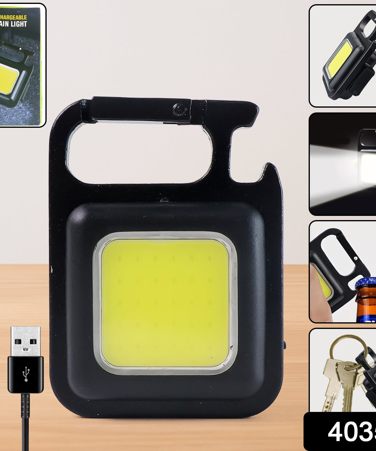 Mini Rechargeable Keychain Flashlight - 4 Light Modes with Folding Bracket & Magnetic Base