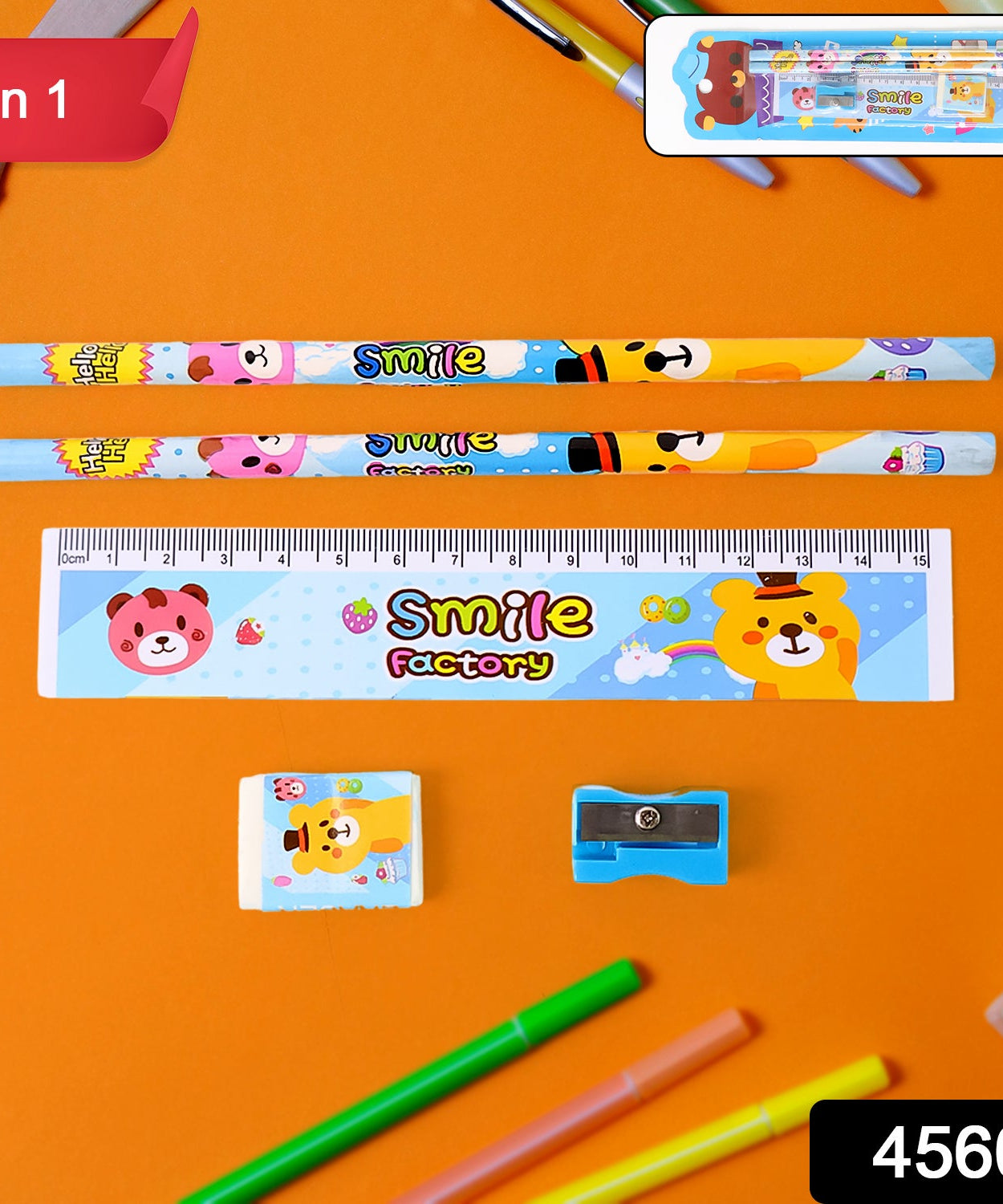 Wooden Pencil Set (5 Pc): School Supplies, Stationery Set for Kids