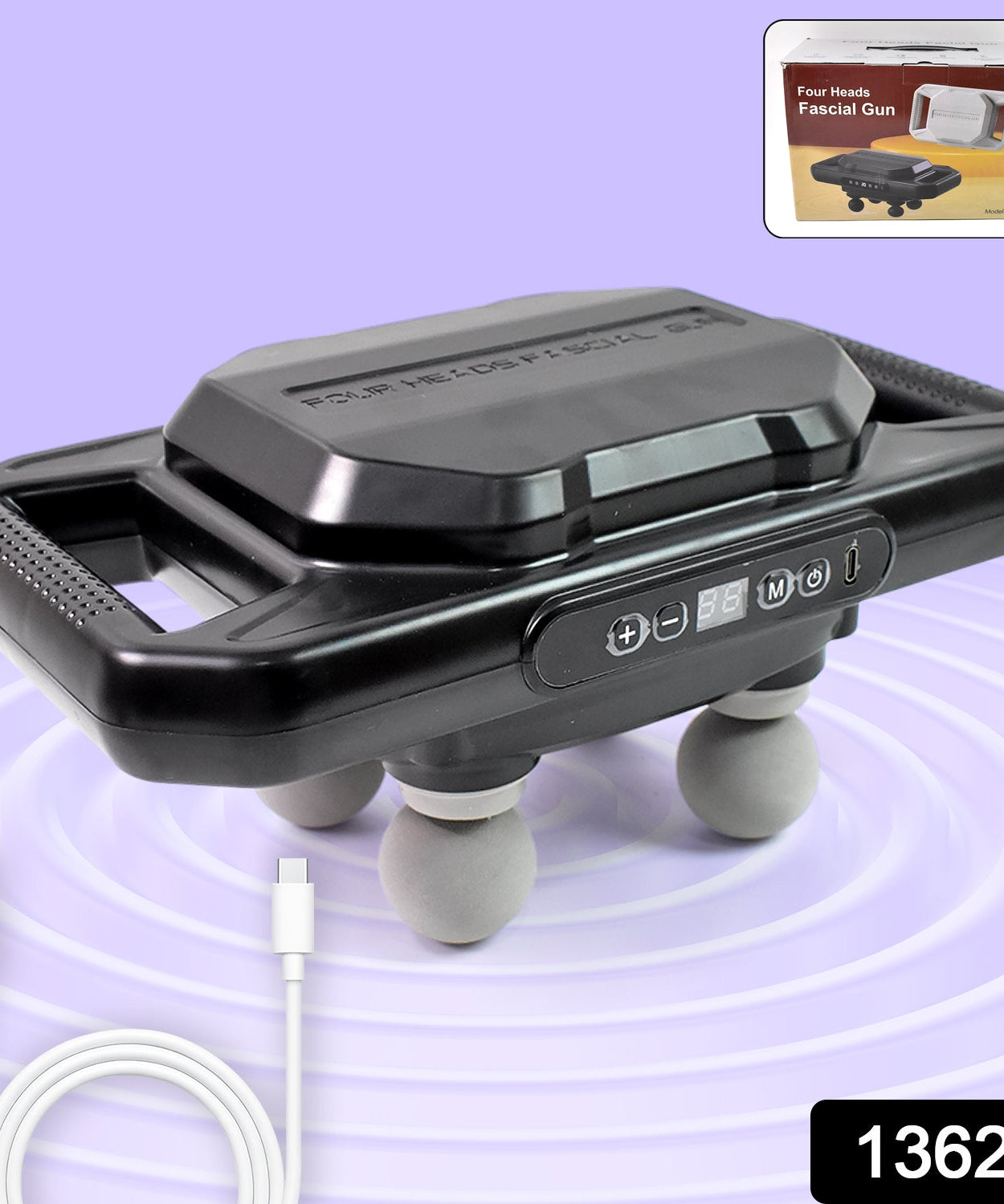 Handheld Full Body Massager 4-Head Massage Gun (1 Pc / Mix Color)