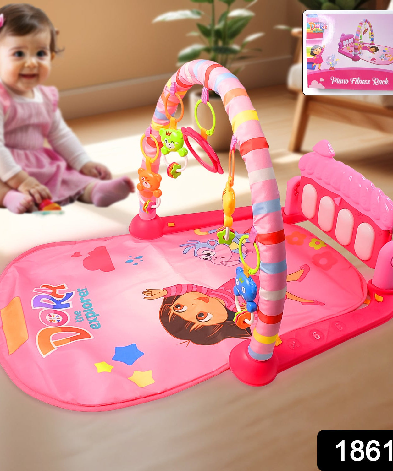 2in1 Baby Kick and Play Piano Gym Mat & Fitness Rack (1 Set)