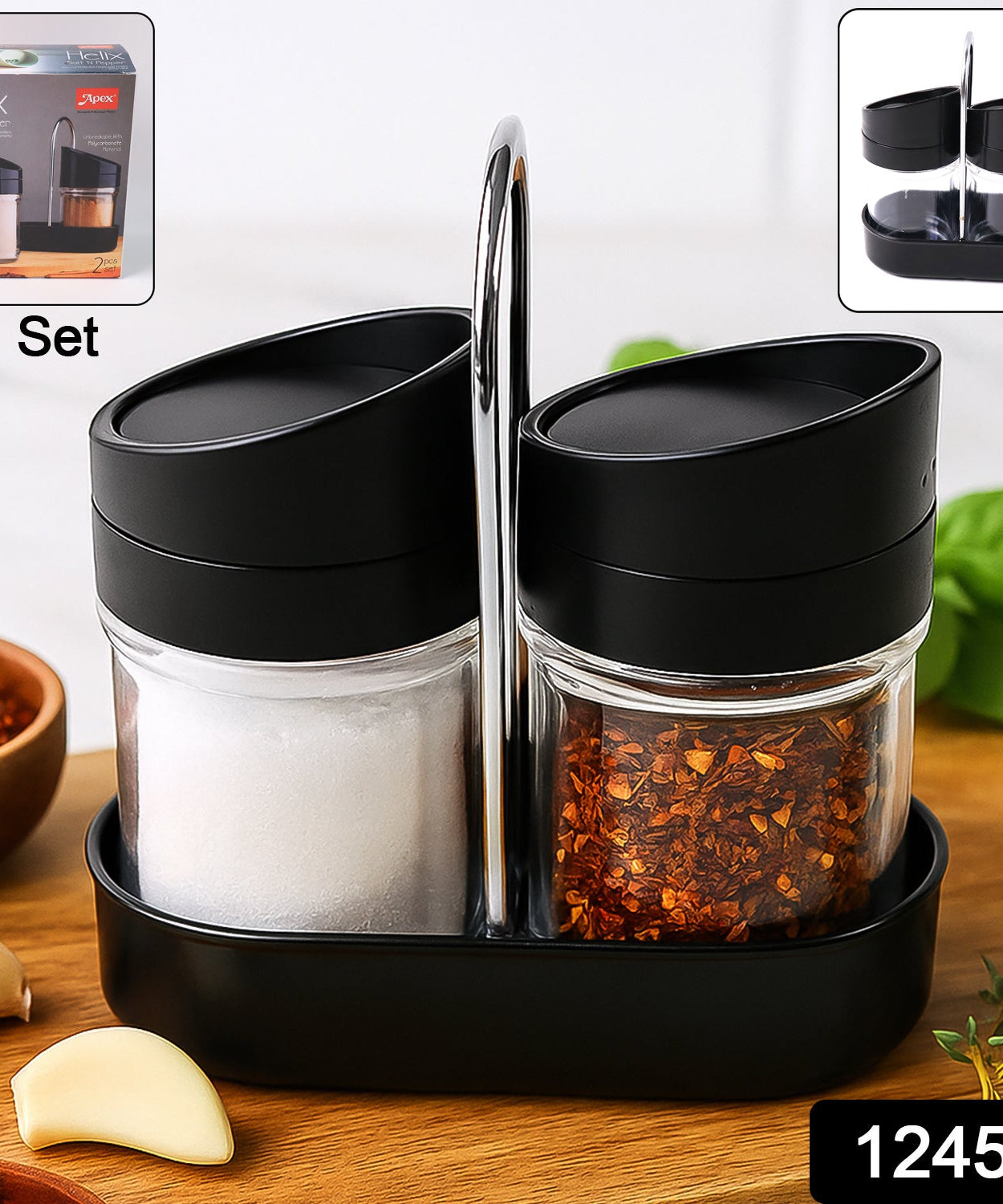 3-Piece Plastic Jar Set with Rotating Stand