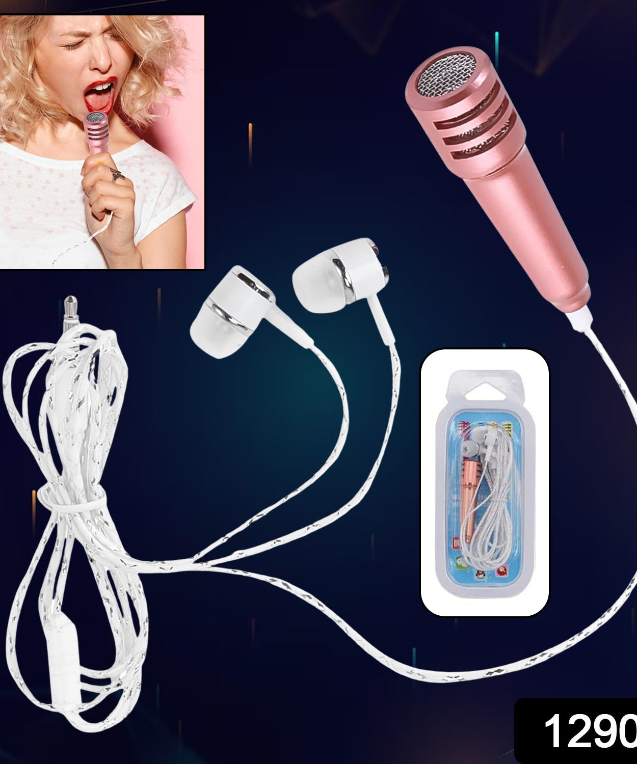 Mini Microphone Mic with Earphone for Voice Recording, Mike Mic Microphone with Handsfree for Mobile Computer, Headphone Handfree Earphone Usb Microphone Vocal Gift Miniature Children (1 Pc)