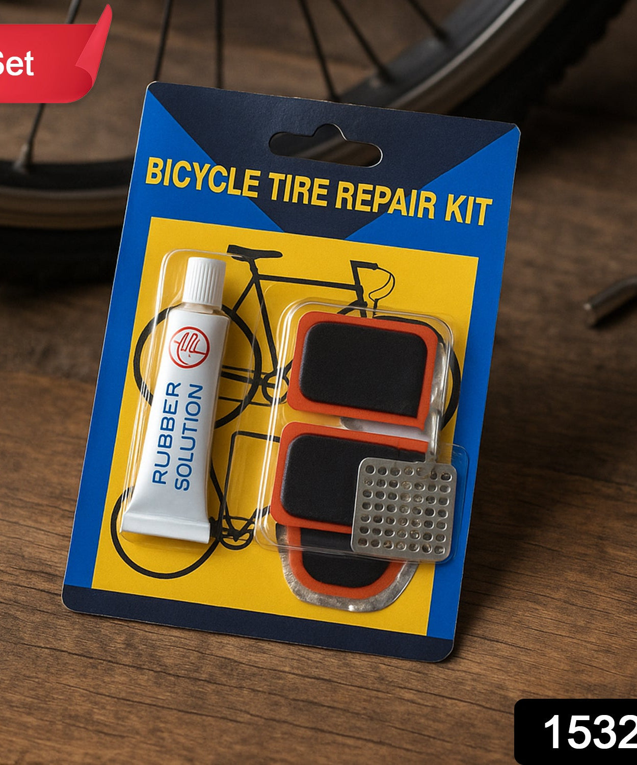 Bicycle Tire Repair Kit Puncture Repair Set with Adhesive Portable Tools (Mix Design / 1 Set)
