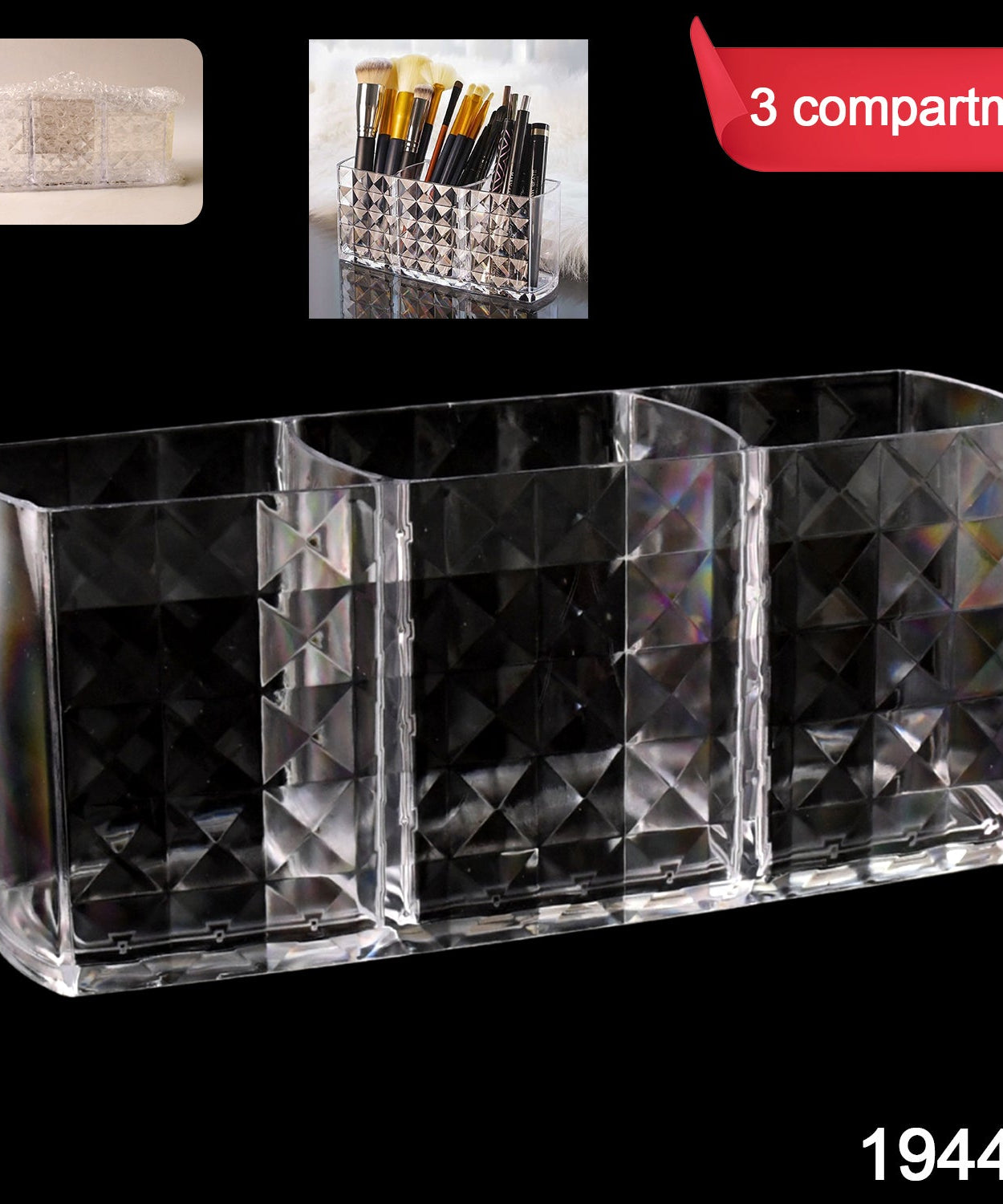 3-Slot Acrylic Brush Holder