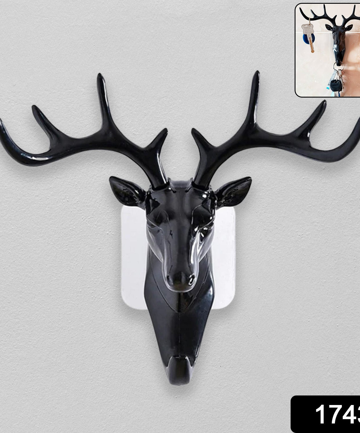 Deer Head Self Adhesive Wall Door Hook Hanger