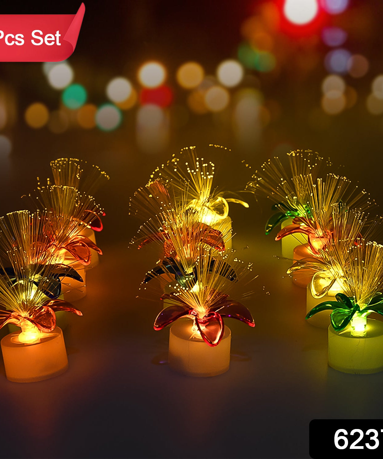 Fiber Optic Light, Mini Color Change LED Table Centerpieces, Light Up Candle, Diwali - Pack of 12