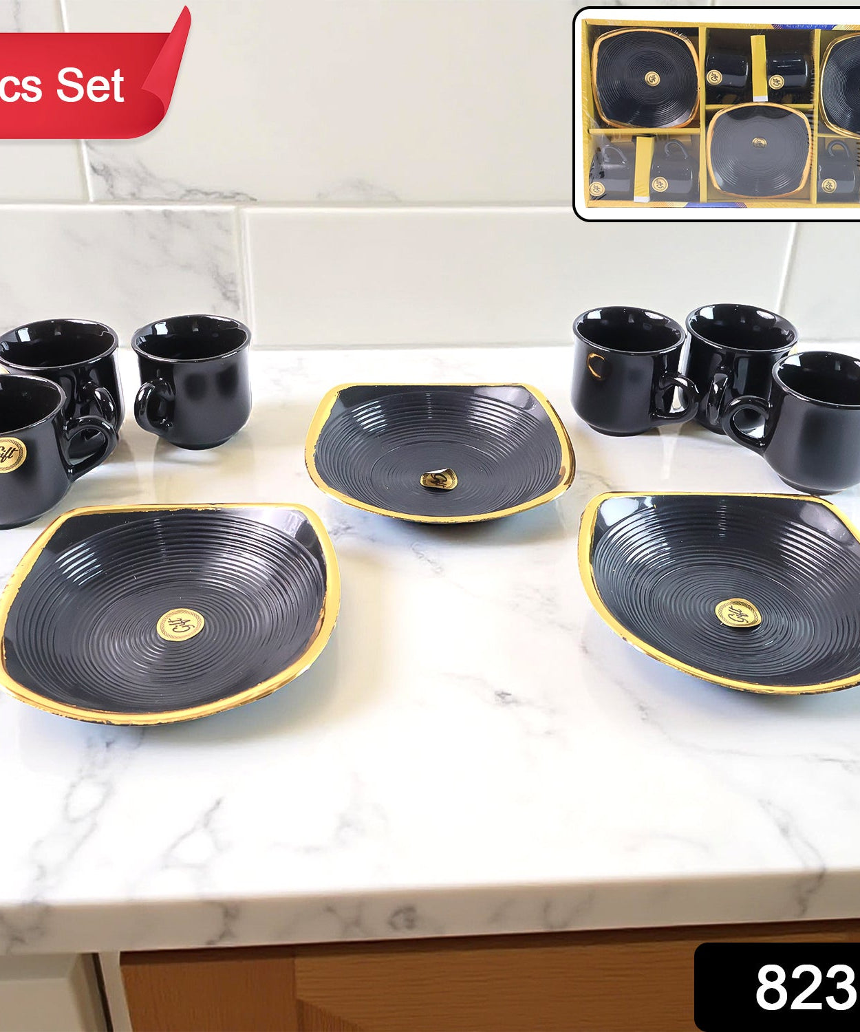 Sweet Buzz 9-Piece Seashell Ceramic Cup Set – Ideal for Home & Gifts