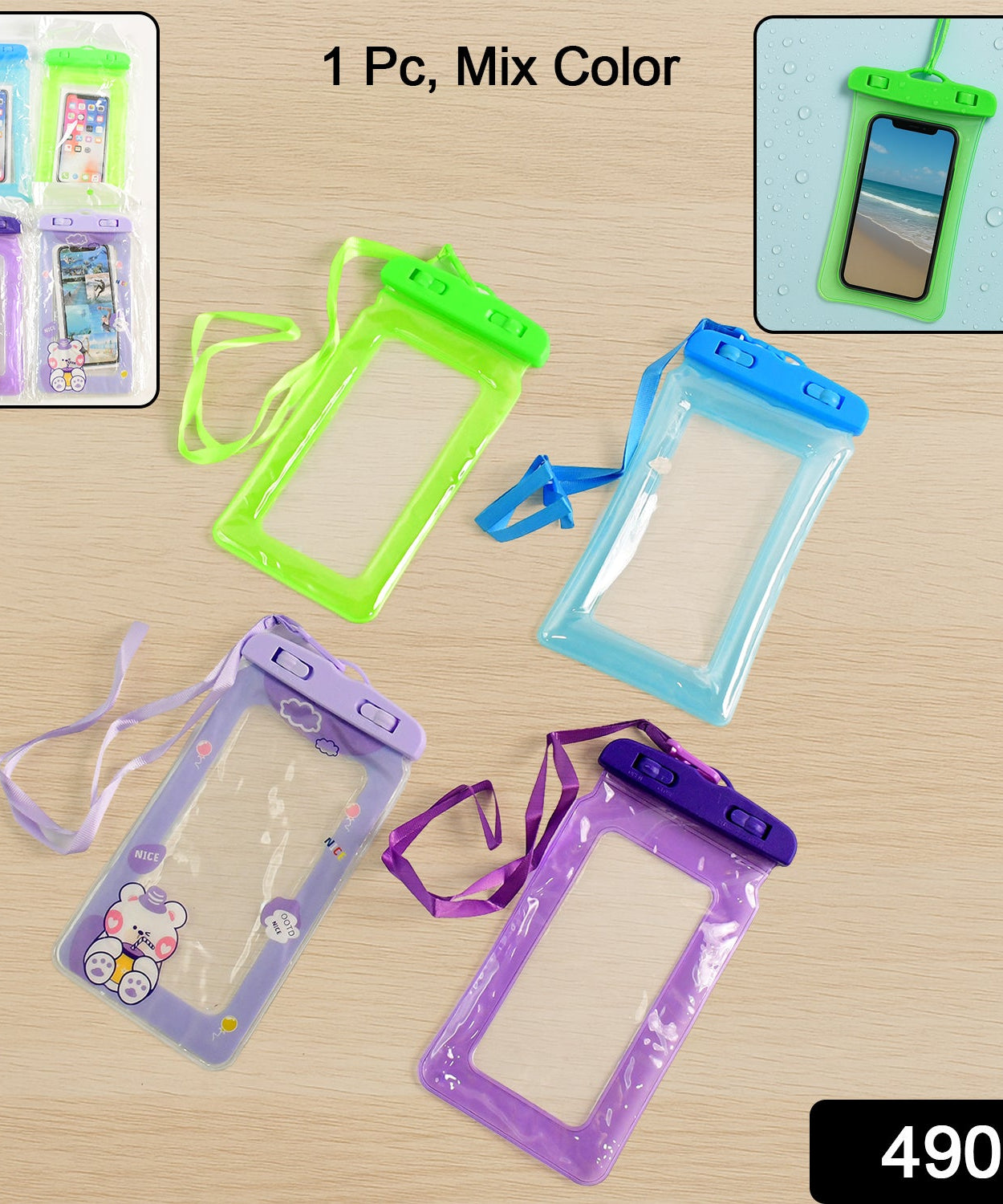 Pouch Cover Mobile Water Protector (1 Pc / Mix Color / Mix Design)