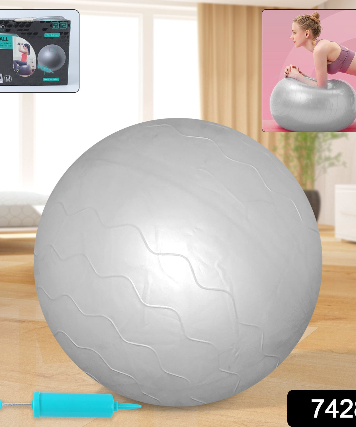 Heavy Duty Gym Ball Non-Slip Stability Ball with Foot Pump for Total Body Fitness