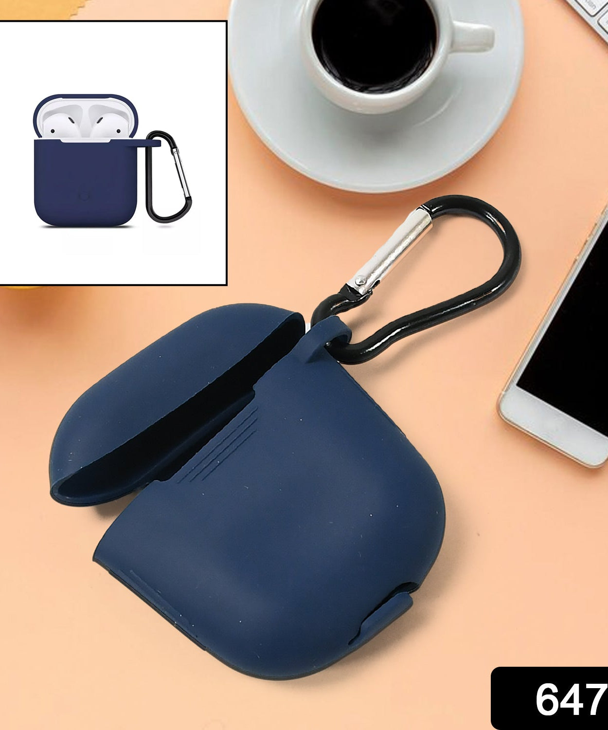 Silicone Shockproof Protection Wireless Headphones Carrying Box Cover with Metal Keychain