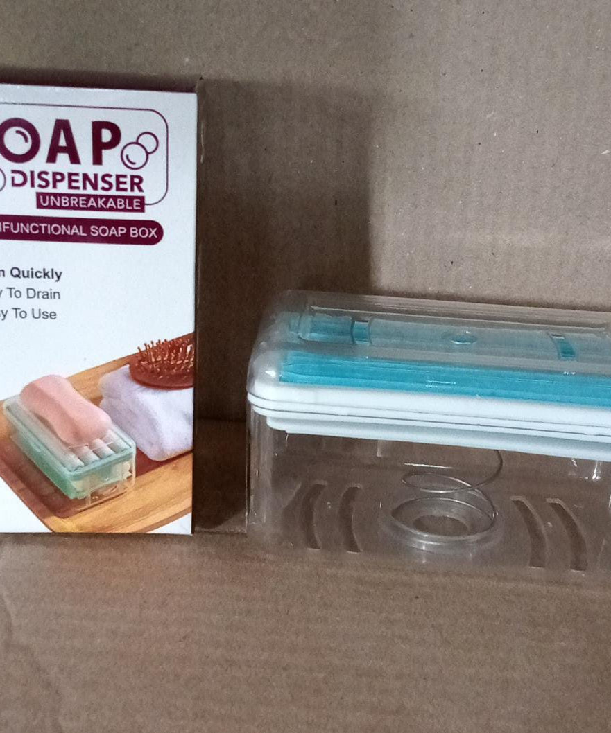 Soap dispenser with integrated dish and roller for efficient use