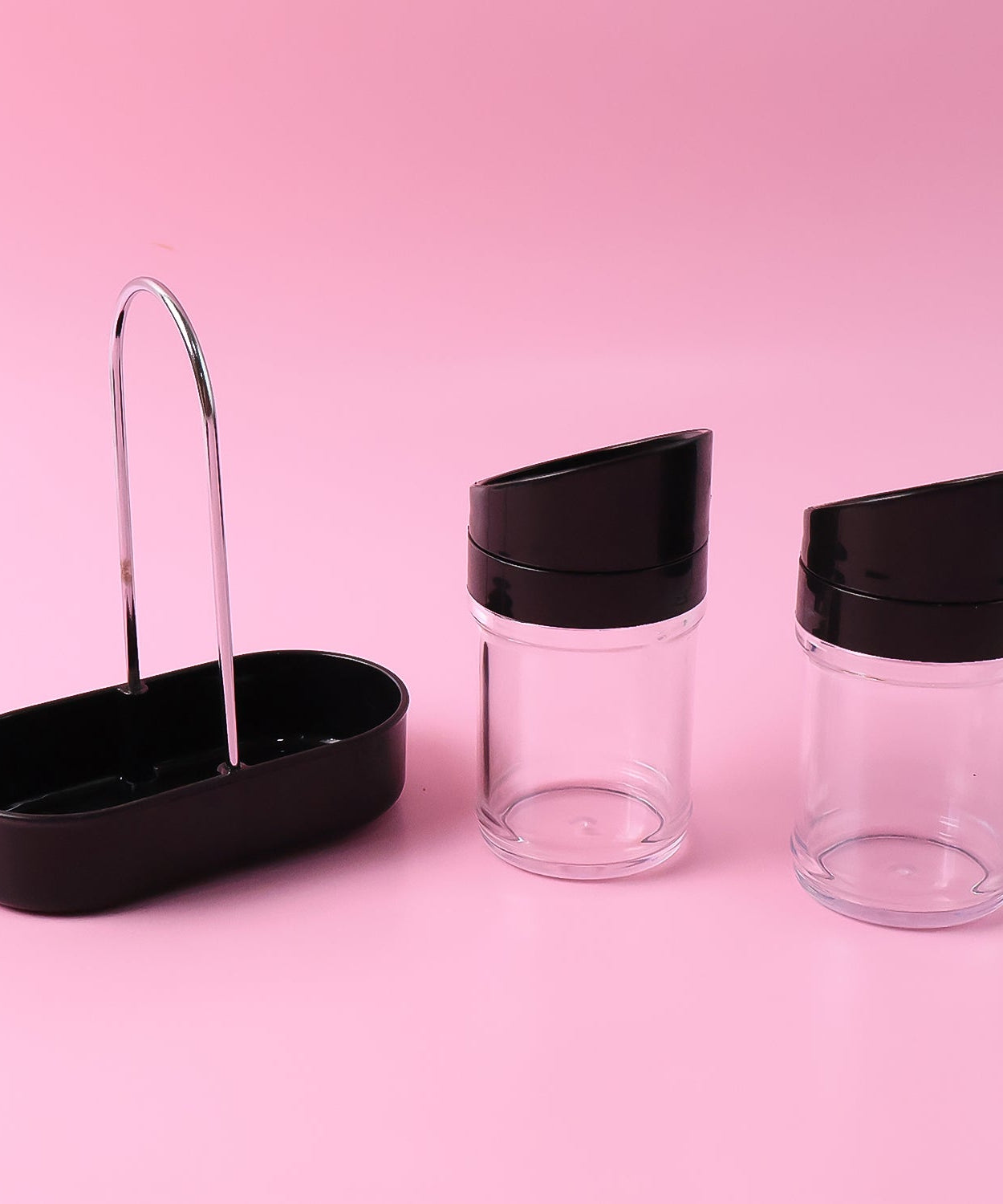 Apex Helix Salt N' Pepper 2-Piece Plastic Jar Set with Stand