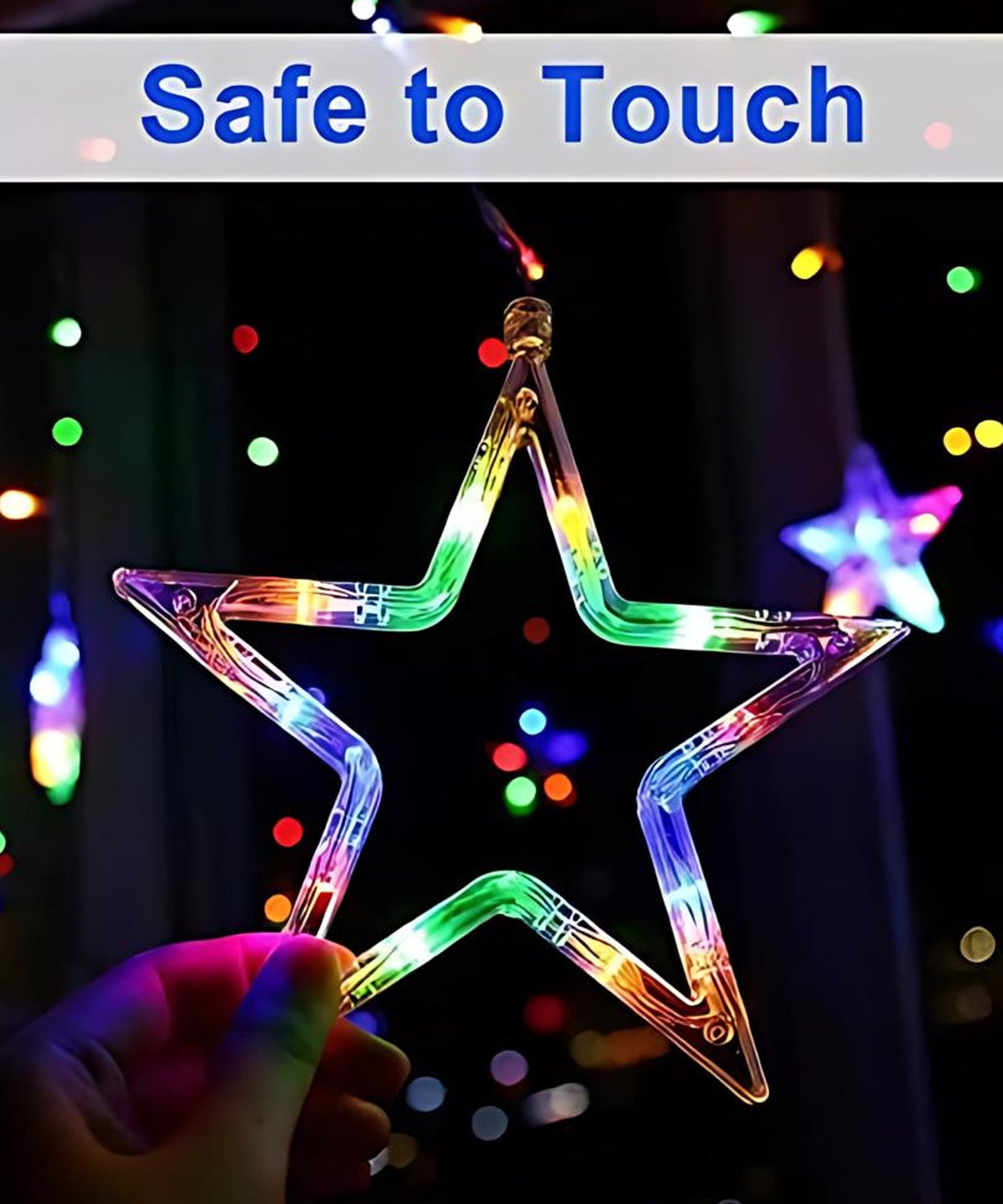 12 Stars LED Curtain String Lights with 8 Flashing Modes for Home Decoration, Diwali & Wedding LED Christmas Light Indoor and Outdoor Light ,Festival Decoration (Multicolor / With Box)