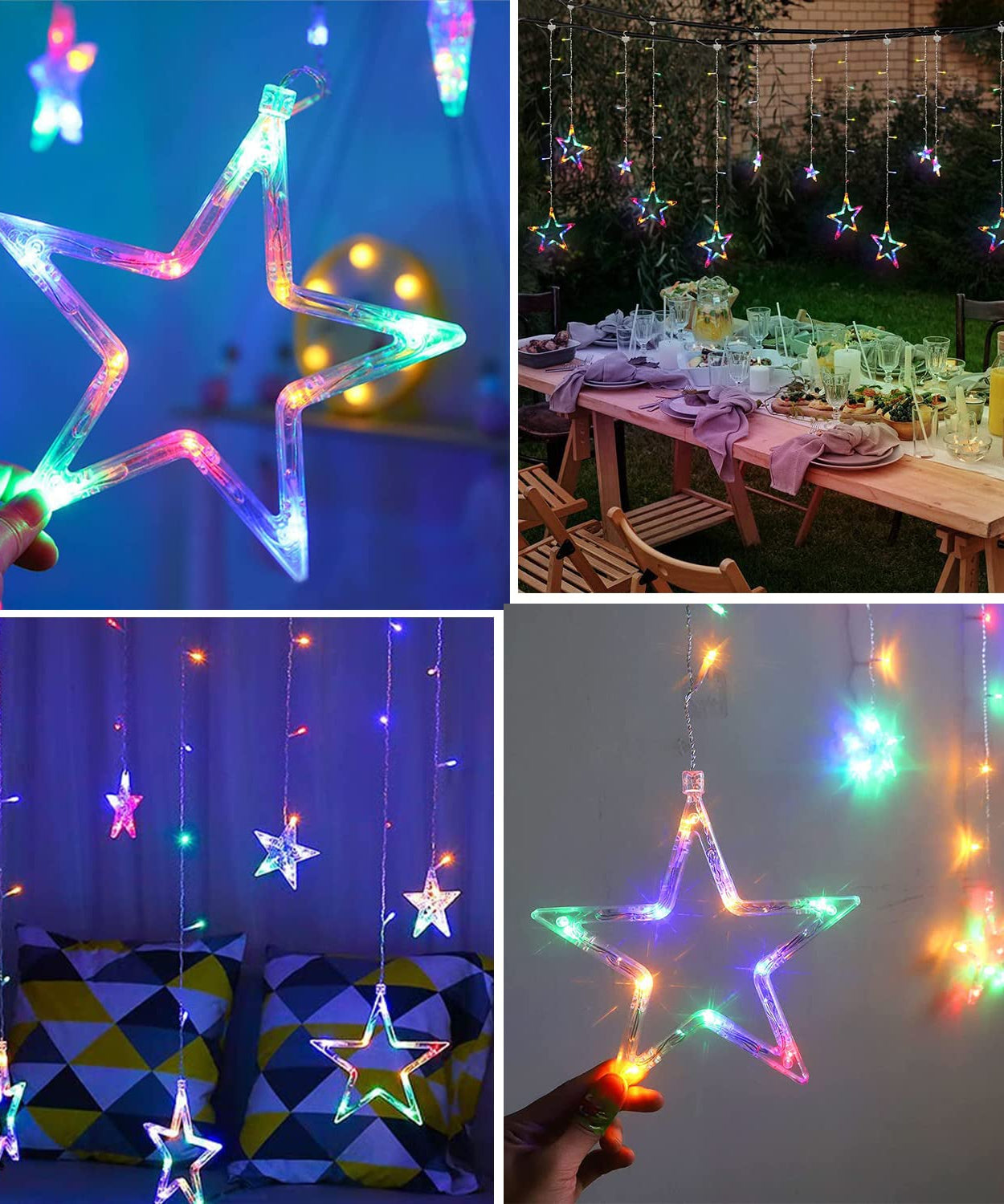 12 Stars LED Curtain String Lights with 8 Flashing Modes for Home Decoration, Diwali & Wedding LED Christmas Light Indoor and Outdoor Light ,Festival Decoration (Multicolor / With Box)