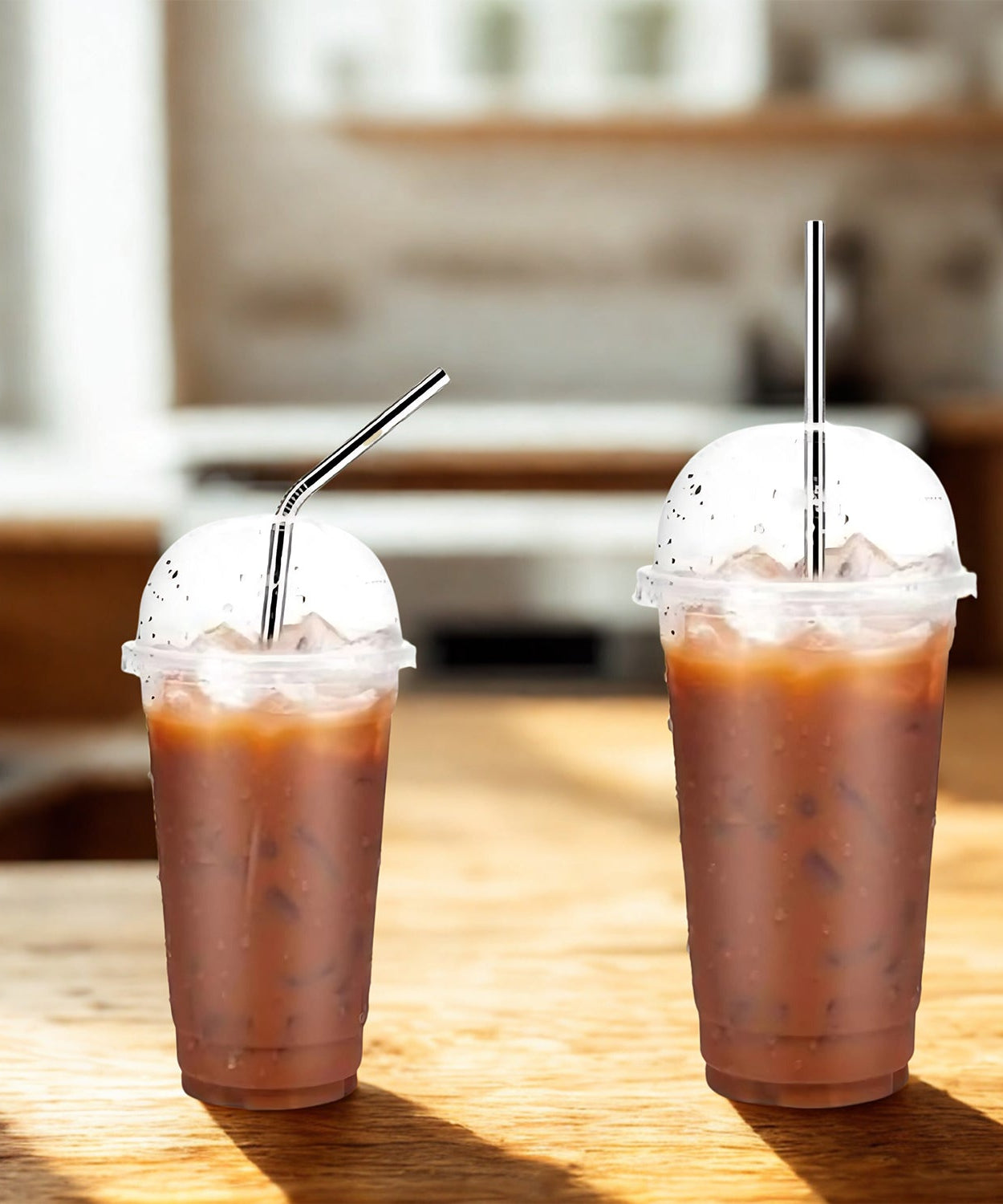 Set of 4 Stainless Steel Straws & Brush (2 Straight straws, 2 Bent straws, 1 Brush)