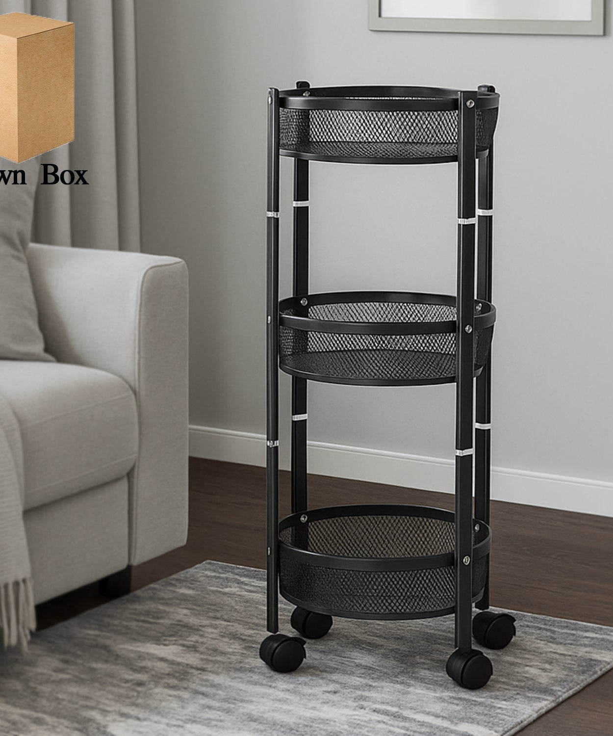 Round Metal Mesh Cart