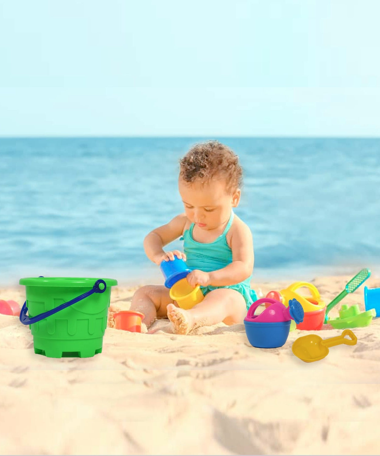 Kids’ beach toy set with sand molds and accessories
