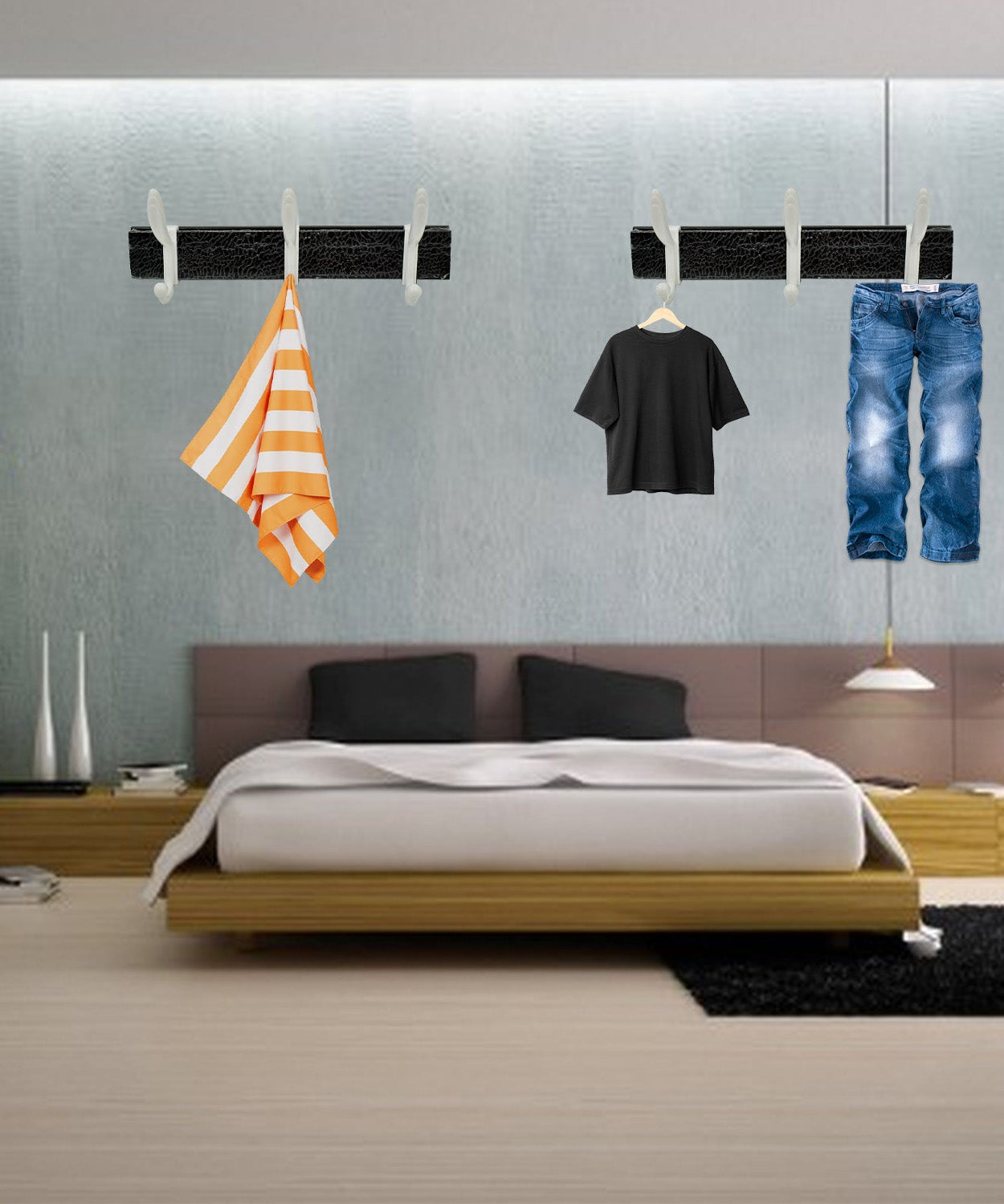 Wall Mounted Coat Hanger Rack – 6 Hooks for Clothes, Jackets & Hats