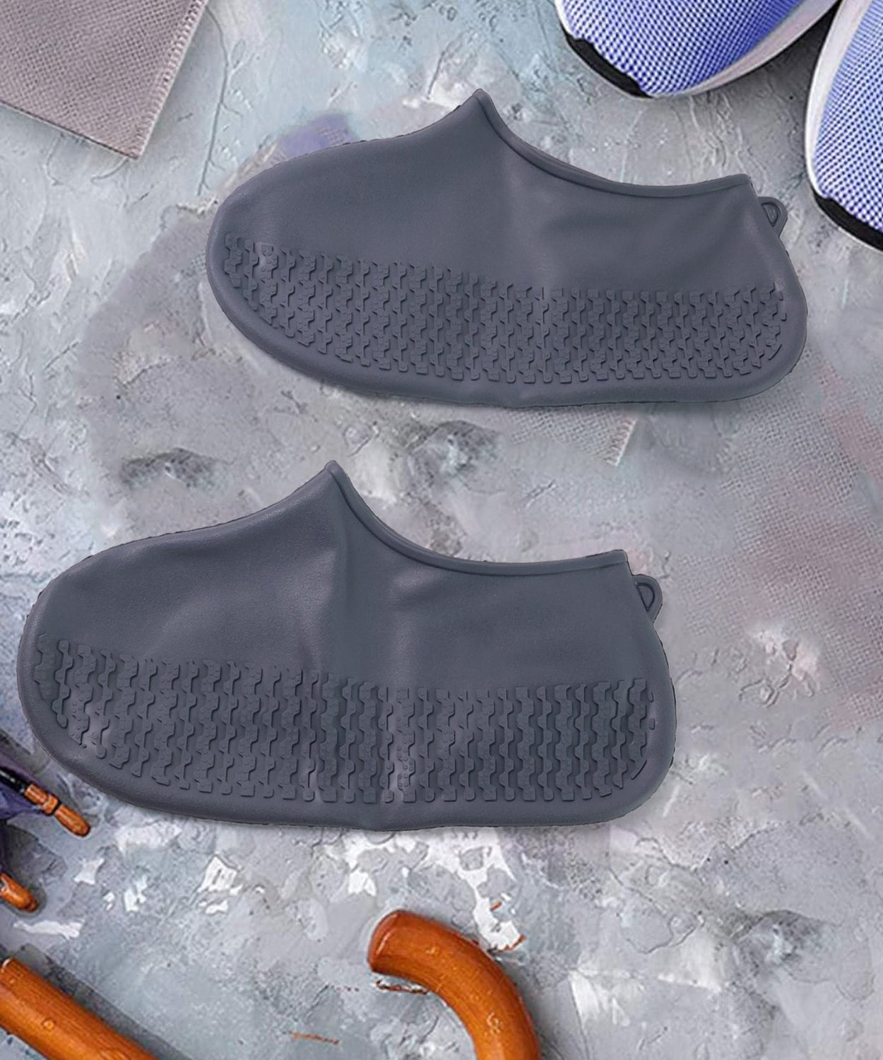 Grey Non-Slip Silicone Rain Reusable Anti skid Waterproof Fordable Boot Shoe Cover (1 Pair )